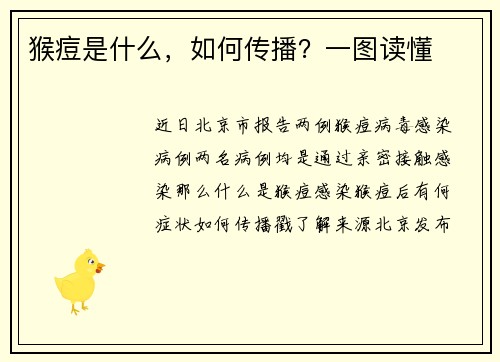 猴痘是什么，如何传播？一图读懂