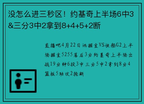 没怎么进三秒区！约基奇上半场6中3&三分3中2拿到8+4+5+2断